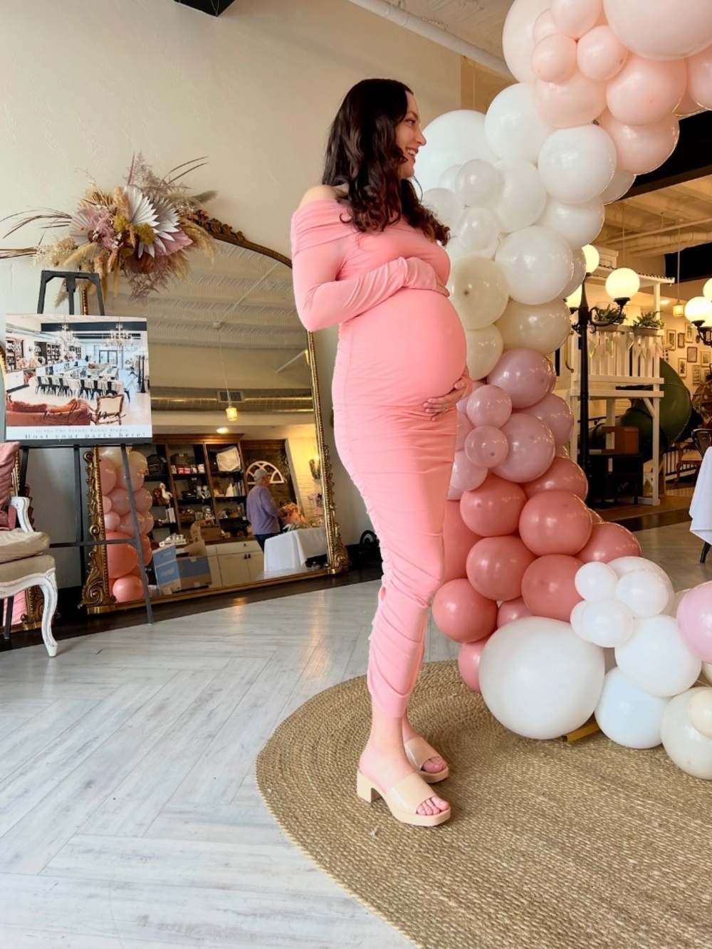 Bumpsuit Off-The-Shoulder Soft Mesh Dress Pink Small